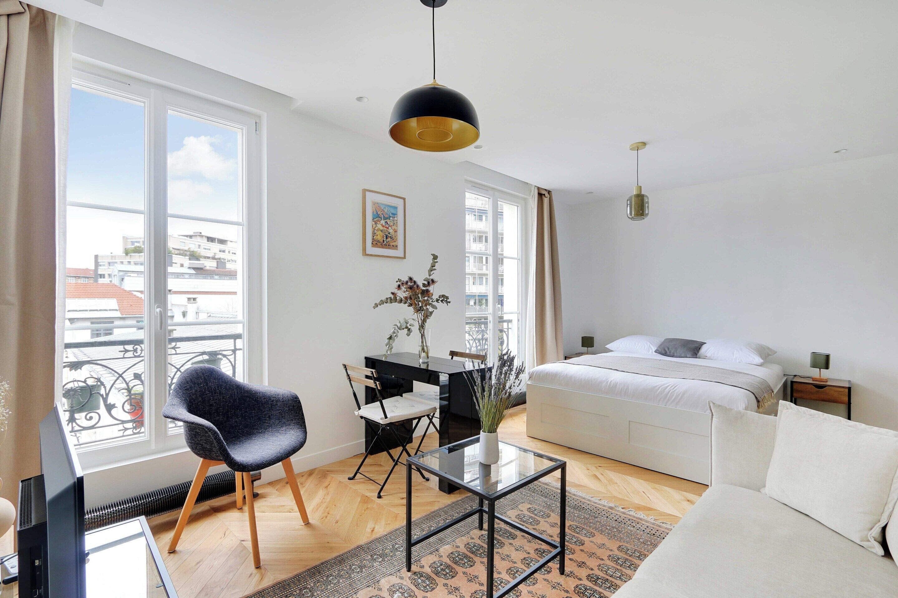 Apartment | 1 Schlafzimmer, laptopgeeigneter Arbeitsplatz, Bügeleisen/Bügelbrett