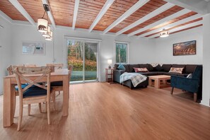 Smart TV, chimenea y libros 
