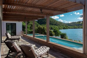 Pool - Monarch Cottage Waterfront Fish Bay, Pebble shoreline, A/C, Generator (St. John)