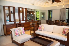 Living area - Monarch Cottage Waterfront Fish Bay, Pebble shoreline, A/C, Generator (St. John)