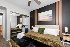 2 bedrooms, desk, iron/ironing board, travel cot