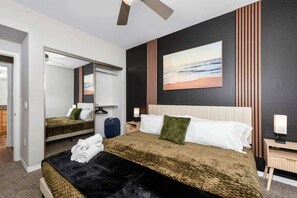 2 bedrooms, desk, iron/ironing board, travel crib