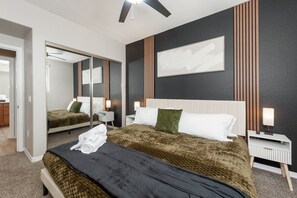 2 bedrooms, desk, iron/ironing board, travel cot