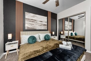 2 bedrooms, desk, iron/ironing board, travel cot