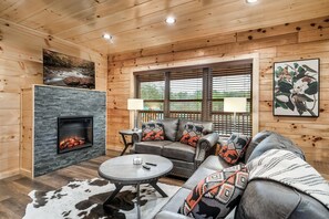 TV connectée, cheminée, jeux vidéo