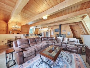 TV connectée, cheminée, livres