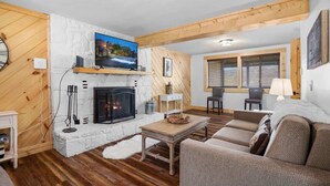 Cabin, Multiple Beds, Hot Tub, Mountain View (Dolly’s Darling) | Living area | 50-inch flat-screen TV with digital channels, fireplace - Dollys Darling Privacy for 12 (Sevierville)