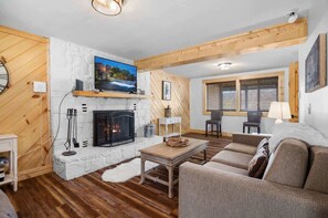 Cabin, Multiple Beds, Hot Tub, Mountain View (Dolly’s Darling) | Living area | 50-inch flat-screen TV with digital channels, fireplace - Dollys Darling Privacy for 12 (Sevierville)