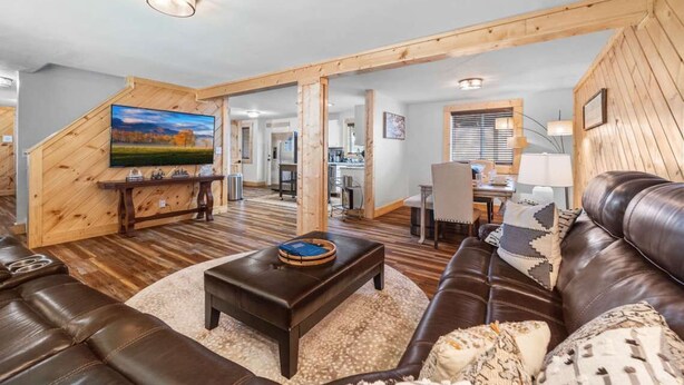 Cabin, Multiple Beds, Hot Tub, Mountain View (Dolly’s Darling) | Living area | 50-inch flat-screen TV with digital channels, fireplace - Dollys Darling Privacy for 12 (Sevierville)