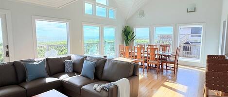 Smart TV, fireplace, foosball, books