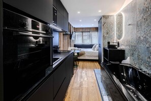 Fridge, microwave, oven, dishwasher