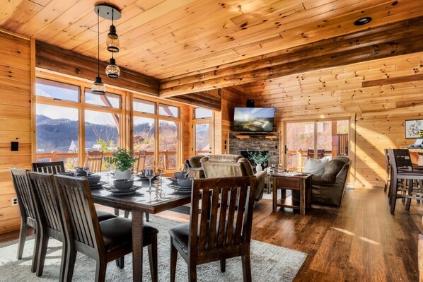 Smart TV, fireplace, video games, stereo