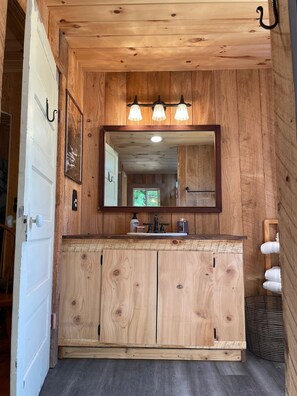 Interior - Cozy Cabin, private, romantic, wood stove, WiFi, mountains, NC  (Marion)