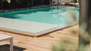 Outdoor pool, pool umbrellas