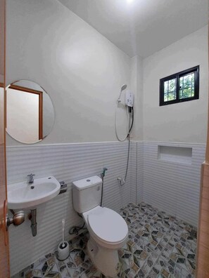 Ducha, bidet, toallas, jabón