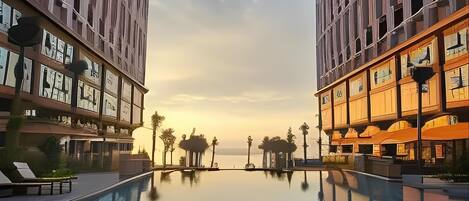 Private beach, white sand, free beach shuttle, free beach cabanas