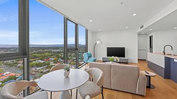 Two Bedroom Two Bathroom Hinterland View | Living area | 50-inch Smart TV with digital channels