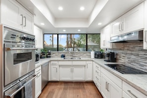 Fridge, microwave, oven, dishwasher