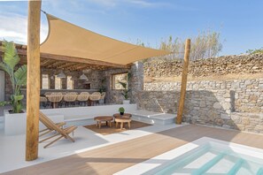 Outdoor dining - Experience luxurious living in this modern villa with stunning views  (Mykonos)