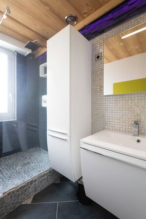 Shower, hair dryer, towels, soap - Apartment "Maya" - 2-4 guests - Lake view, near the centre (Gérardmer)