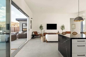 TV, foosball, offices