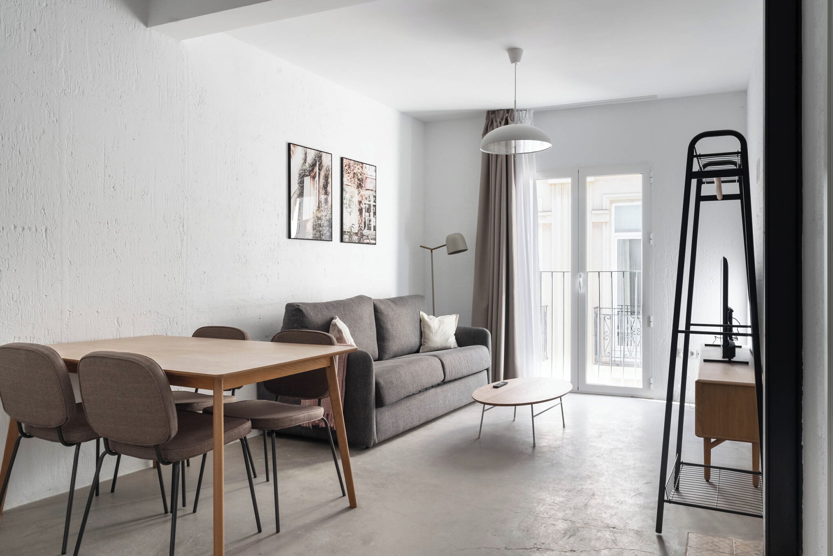 One-Bedroom Apartment with Terrace | Living area | 43-inch Smart TV with satellite channels