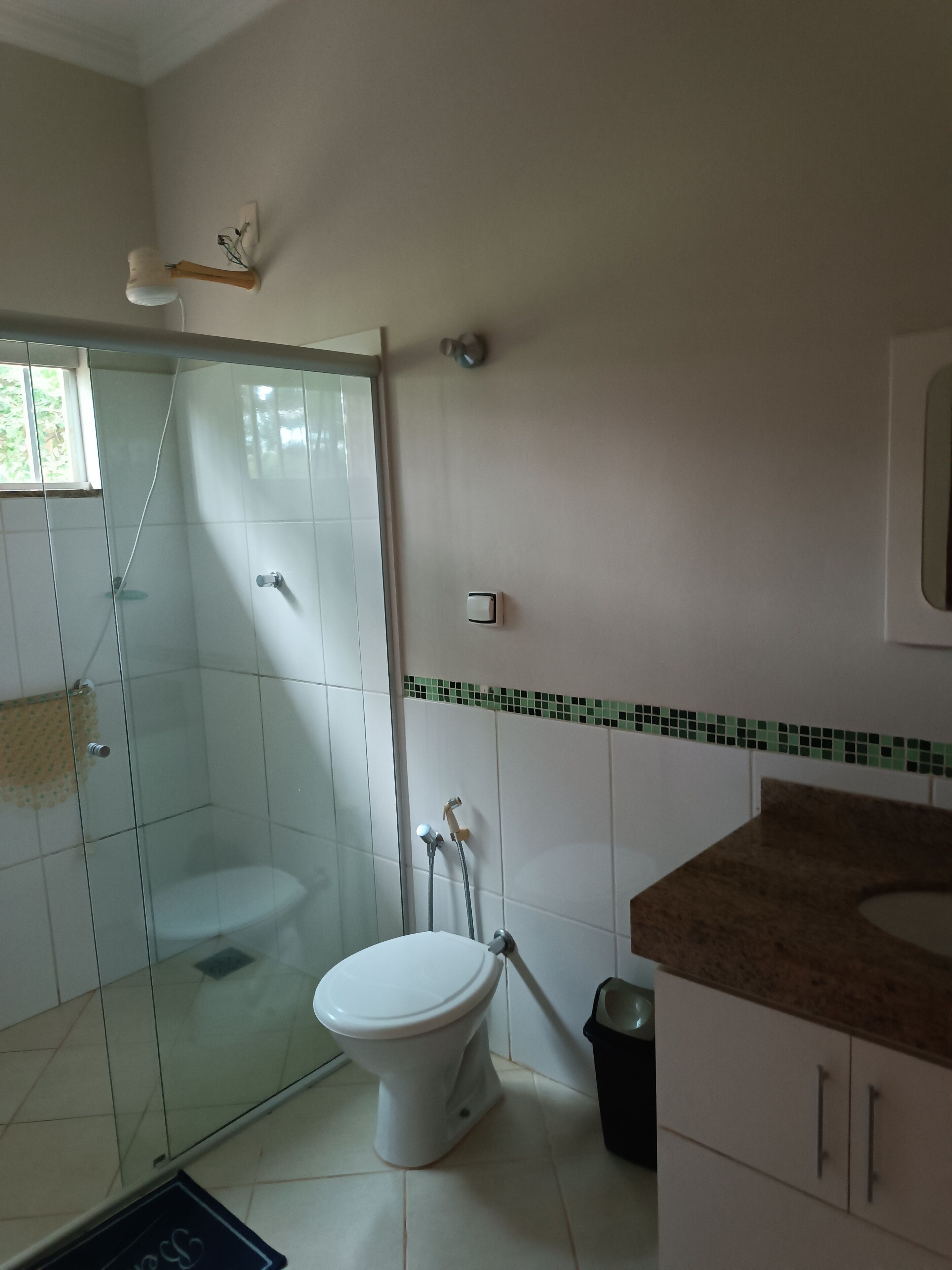 Shower, bidet, toilet paper