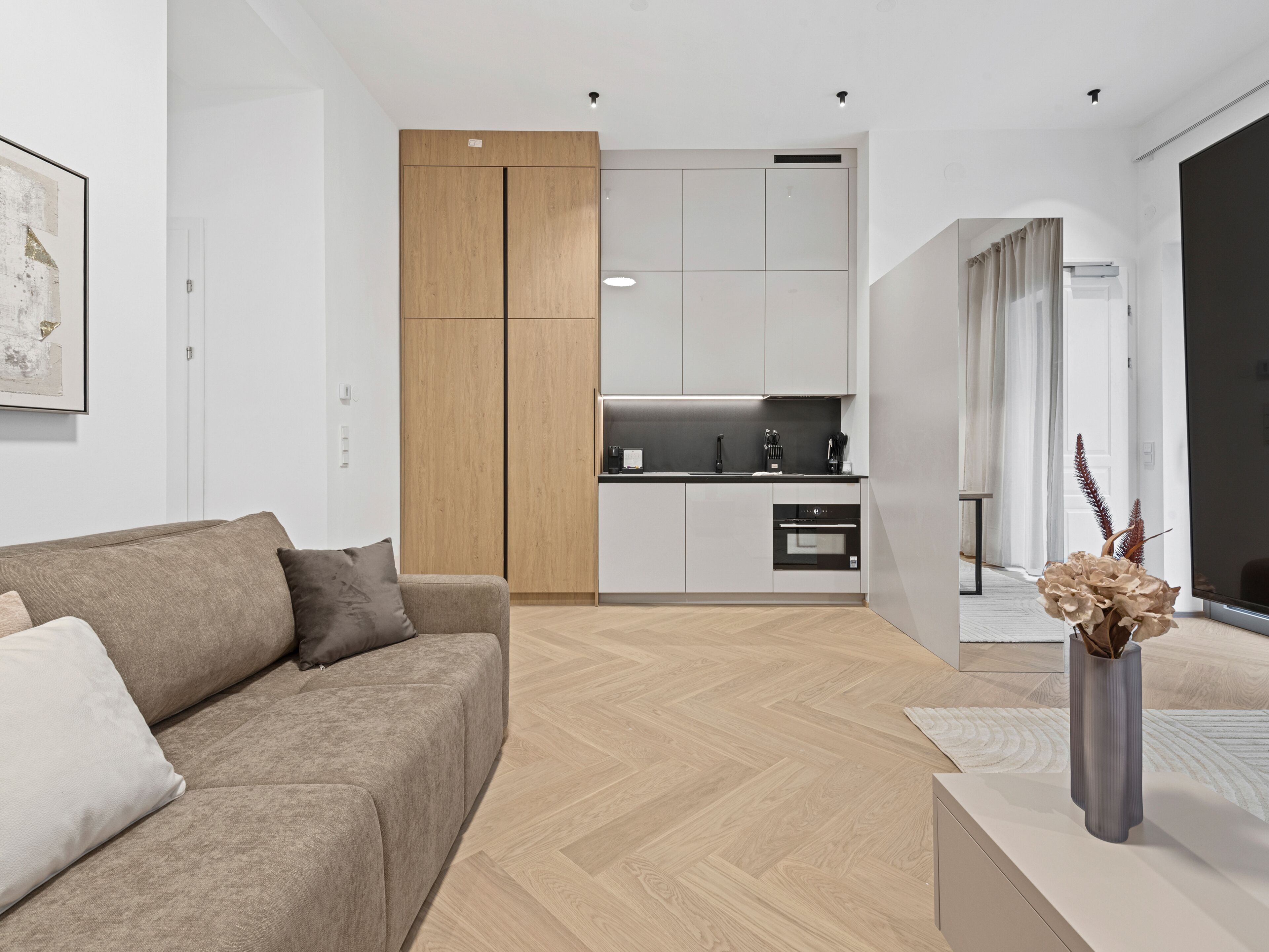 Superior-Apartment, 2 Schlafzimmer, Terrasse, Gartenblick | Eigene Küche | Großer Kühlschrank, Ofen, Herdplatte, Espressomaschine