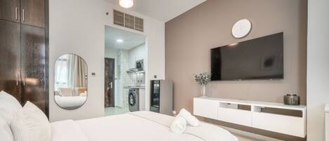 Blackout curtains, iron/ironing board, free WiFi