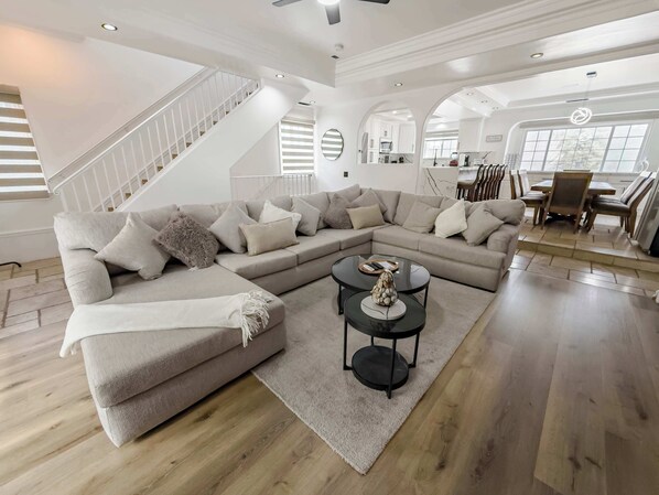 Télévision, cheminée, espaces bureaux