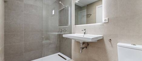 Ducha, secador de pelo y toallas