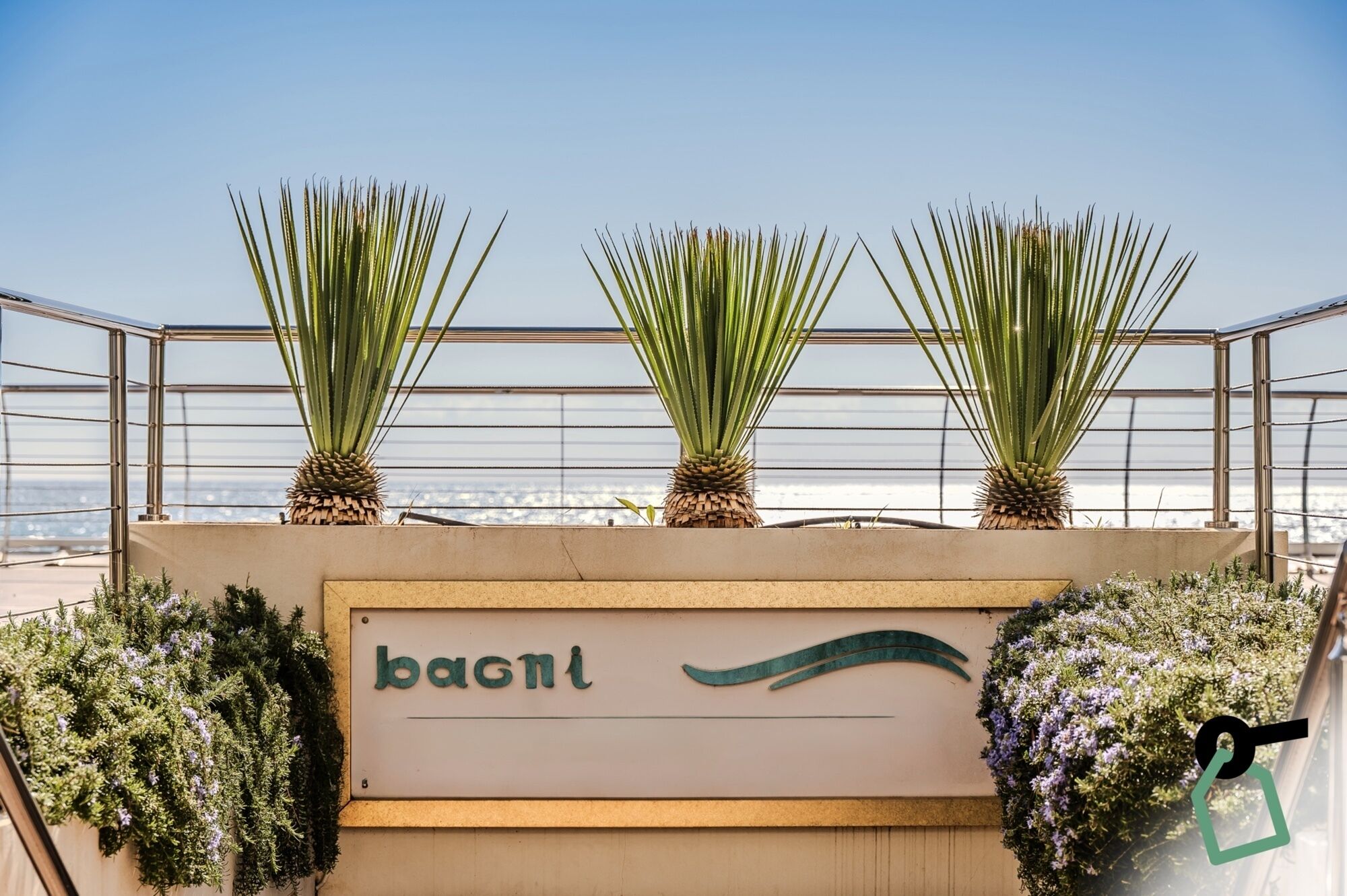 On the beach, sun loungers, beach umbrellas