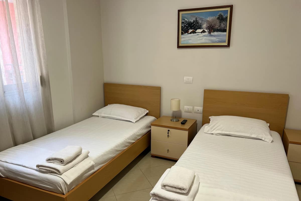 Estudio clásico, 2 camas individuales | Escritorio, wifi gratis y ropa de cama