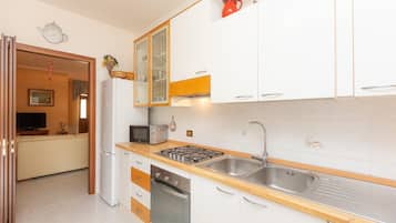 Kühlschrank, Mikrowelle, Herdplatte, Wasserkocher mit Kaffee-/Teezubehör