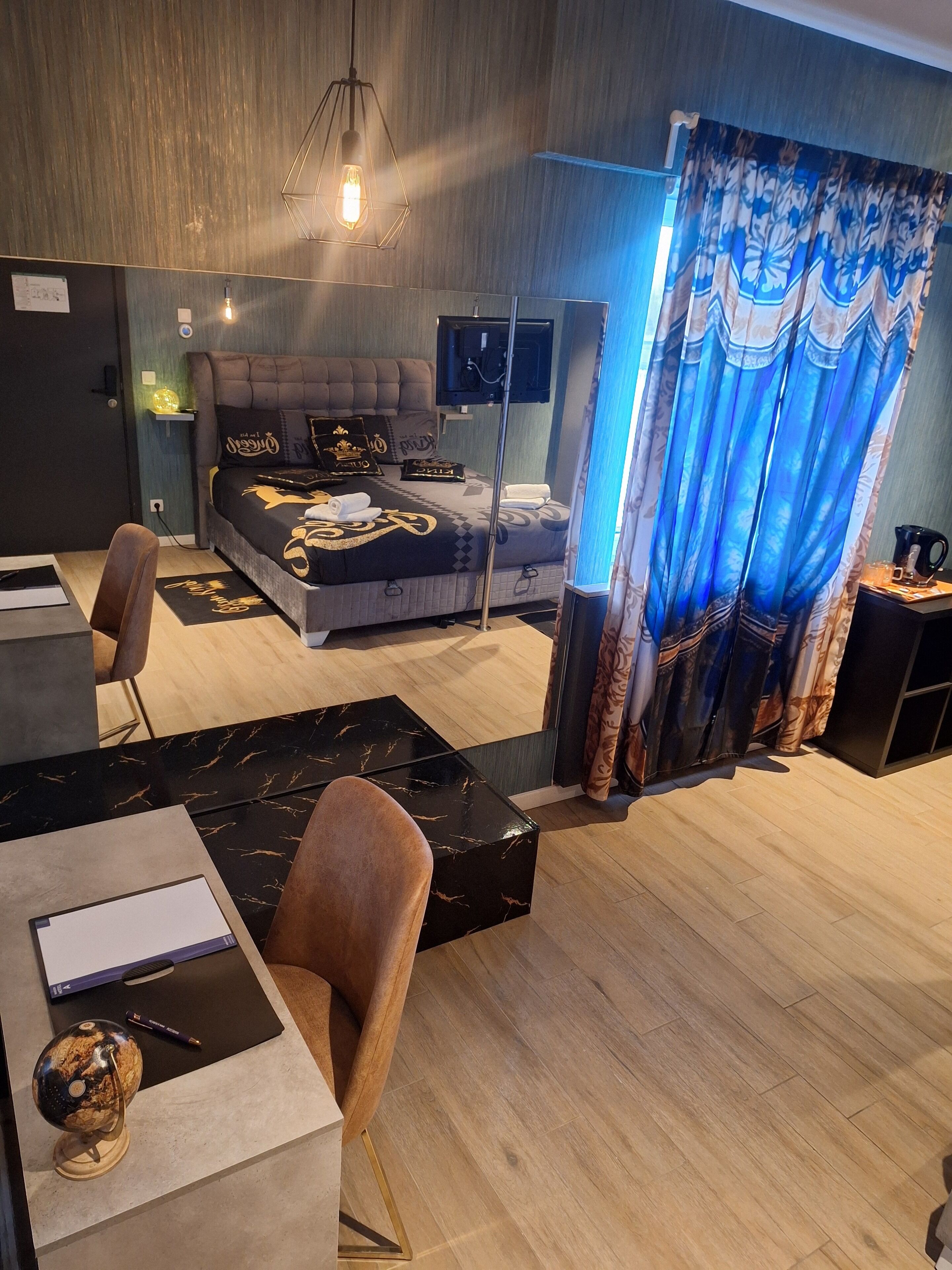In-room safe, desk, laptop workspace, blackout drapes