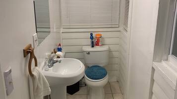 Bañera con ducha, secador de pelo, toallas, jabón