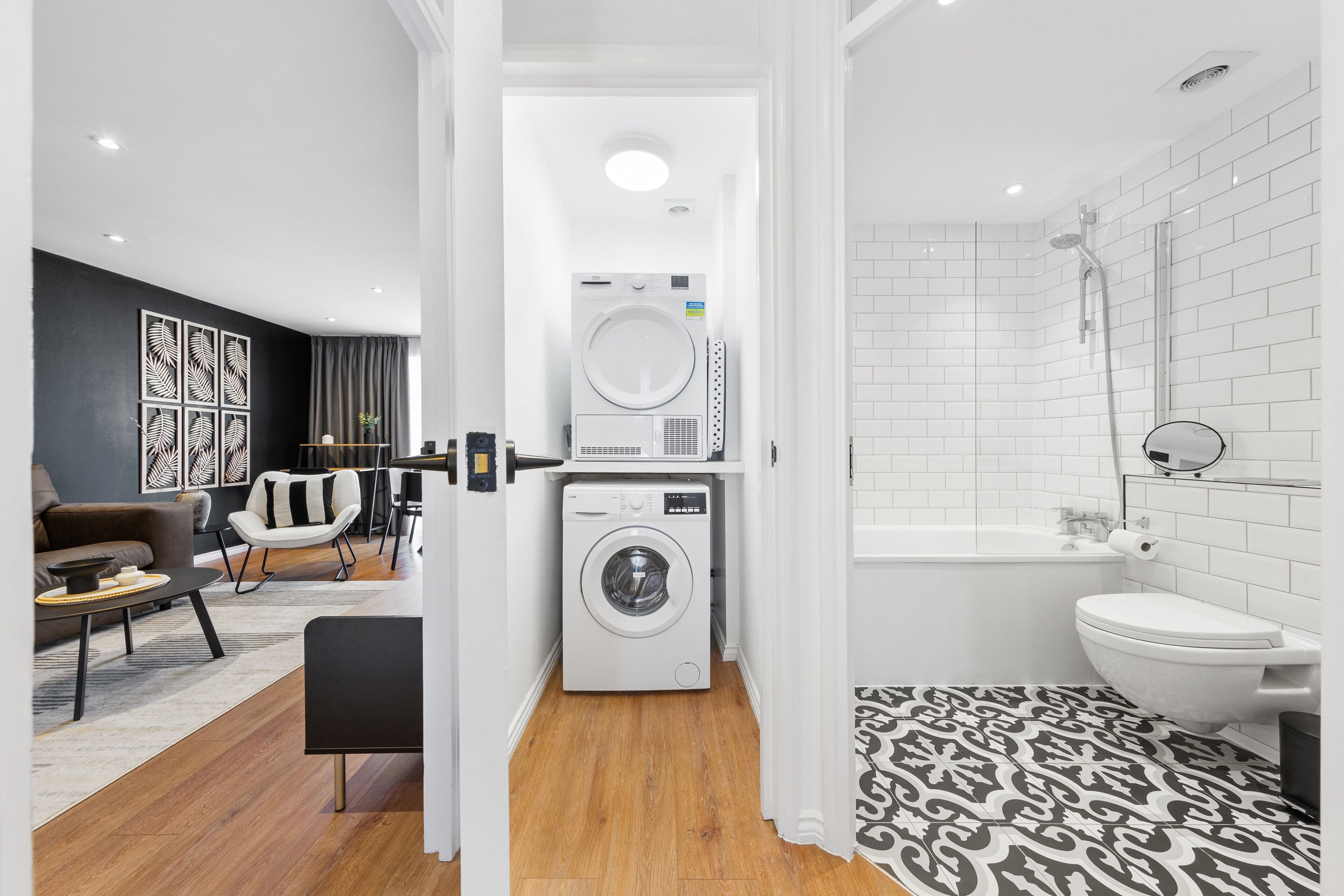 Hair dryer, towels