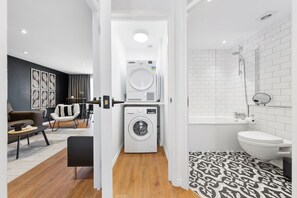 Hair dryer, towels
