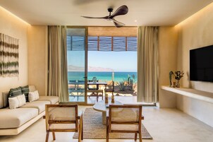 Exclusive Villa, 3 Bedrooms, Partial Ocean View | Living area | 65-inch LED TV with digital channels