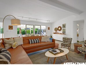 Smart TV, chimenea, libros