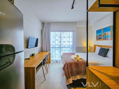 Studio | 1 bedroom, laptop workspace, blackout drapes, iron/ironing board