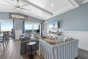 TV - "Whale of a Time" is a 5 Bedrooms, 4 Bathrooms, Oceanfront, Elevator (Oak Island)