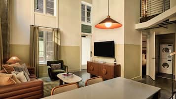 Suite, 2 Bedrooms (2 Kingbeds) | Living room | 55-inch Smart TV with cable channels, Netflix, streaming services