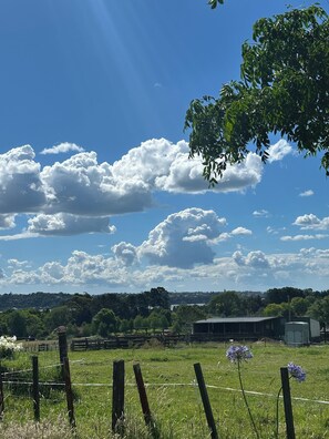 Surrounded by rolling hills and lush greenery, this serene countryside landscape offers a peaceful escape.