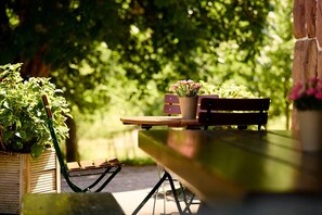 Outdoor dining - Room '6' with Mountain View, Shared Terrace and Wi-Fi (Alpirsbach)