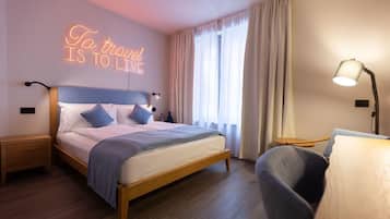 Standard Double Room | Minibar, in-room safe, desk, blackout drapes