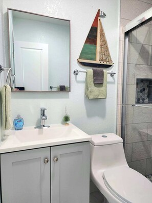 Shower, hair dryer - Oceanfront Studio with Sunrise Views & Beach Access (Melbourne Beach)