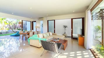 40-inch flat-screen TV with cable channels