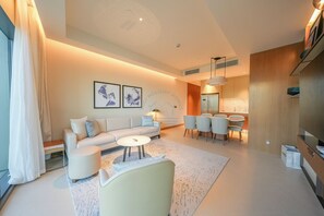 Deluxe Apartment, Kitchenette, City View | Living area - 3BHK Luxury Living at The Address Opera (Dubai)