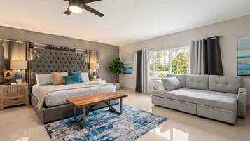 6 habitaciones, escritorio y tabla de planchar con plancha
